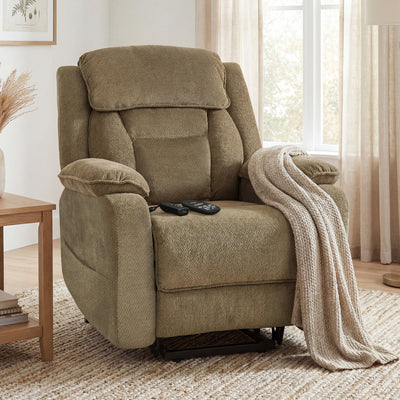 Power Recliner Chair with Massage, Electric Lift Chair for Elderly with Side Pockets, 2 Memory Positions, Remote