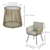 3 Piece Outdoor Patio Bistro Set, Wicker Rattan Furniture with Metal Legs for Garden, Backyard, Coffee and Light Grey