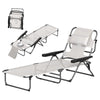 Folding Lounge Chair w/ Reclining Back, Cream White