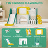 Qaba 7 in 1 Toddler Slide with Basketball Hoop, Climbing Frame, Telescope, Drawing Board, Storage Box for Ages 1-3