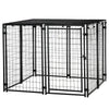 Outdoor Dog Kennel, Lockable Pet Playpen Crate with Top Cover, Black