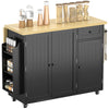 Kitchen Island Cart, Rolling Kitchen Island Table with Drop Leaf, Drawer, Spice and Towel Rack