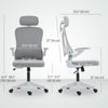 Ergonomic Office Chair, Swivel Desk Chair with Adjustable Lumbar Support, Headrest and Height, Flip-up Armrests, Grey