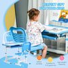 Qaba Kids Desk and Chair Set Height Adjustable Student Writing Desk Children School Study Table with Tilt Desktop, Blue