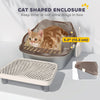 Stainless Steel Cat Litter Box with High Sided Enclosure, Step, Scoop, Non-Sticky & Anti-Urine Leakage, Easy Cleaning