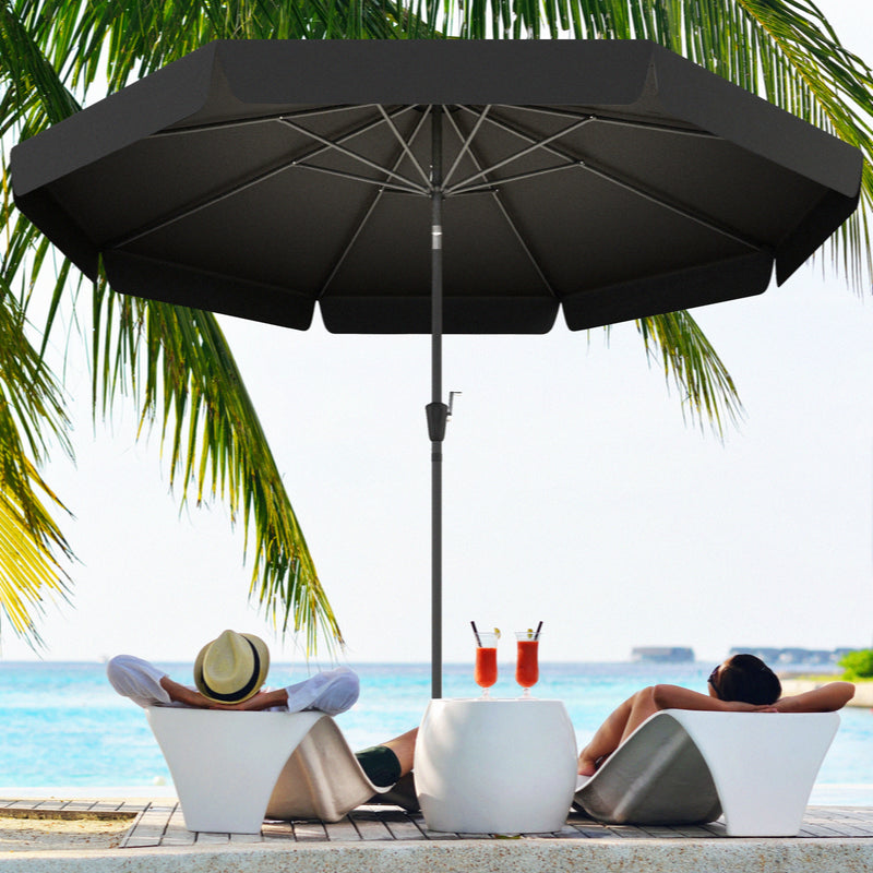 8.5 ft Outdoor Market Table Umbrella, Round Patio Umbrella with Tilt and Crank for Garden, Backyard, Deck, Black