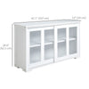 Modern Kitchen Sideboard, Stackable Storage Cabinet, Sliding Glass Door Console, Cupboard Serving Buffet for Kitchen & Dining Room, White