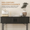 Mid-Century Entryway Table, Narrow Console Table with Storage Compartments for Behind Couch, Living Room, Black