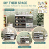 Qaba Toy Storage Organizer with 11 Non-Woven Fabric Boxes, Storage Cabinet & Shelves, for Kids Room, Nursery, Playroom White