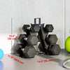 Soozier 60 LBS Hex Dumbbell Set with Rack, Rubber Coated Weights with Non-Slip Handles for Home Gym Strength Training