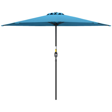 9ft Half Round Umbrella Outdoor Patio Garden Balcony Parasol Window Sun Shade w/ 5 Ribs, Light Blue