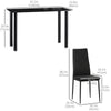 Dining Table and Chairs Set for 4, Modern 5 Pieces Kitchen Table Set with Glass Table, Padded Seat and Steel Frame