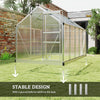 6' x 10' x 6.6' Polycarbonate Greenhouse, Walk-In Green House Kit Garden, Plants Grow, Galvanized Sheet Aluminum Frame with Rain Gutter, Vents and Sliding Door, Silver