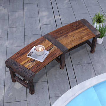 Wooden Outdoor Bench, Wrap Around Tree Bench with Slatted Seat for Yard, Garden, Deck, Lawn, Brown