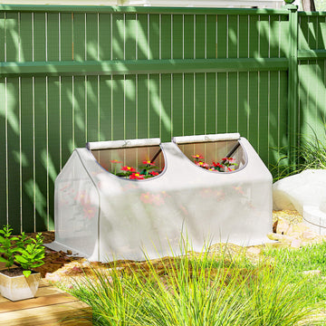 Portable Mini Tunnel Greenhouse Garden Warm House with 2 Windows Steel Frame PE Cover, 47