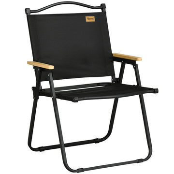 Camping Chair, Lightweight Folding Chair, Portable Armchair, Excellent for Festivals, Fishing, Black