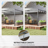 10x7ft Pergola with Retractable Roof Outdoor Patio Sun Shelter Garden Grape Tent Water-resistant Yard Shade, Dark Grey