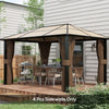 Gazebo Curtains, 10' x 13' Universal Replacement Privacy Curtain, 4-Panels Sidewall with Hooks/C-Rings, Dark Brown