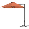 8.5FT Offset Patio Umbrella with 360° Rotation, Outdoor Cantilever Roma Parasol Hanging Sun Shade Canopy Shelter with Cross Base, Orange