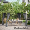Gazebo Curtains, 10' x 12' Universal Replacement Privacy Curtain, 4-Panels Sidewall with Hooks/C-Rings, Dark Grey
