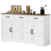 Sideboard Buffet Cabinet with Storage, Modern Coffee Bar Cabinet with 3 Drawers and Adjustable Shelves, Distressed