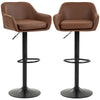 Bar Stools PU Leather Adjustable Swivel Barstools Backrest Counter Chairs Set of 2 Brown