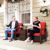 3 Pieces Wicker Patio Furniture Set, Rattan Bistro Set with Storage Coffee Table and Thickened Cushions, Outdoor Conversation Set for Garden, Porch, Balcony