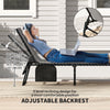 Folding Chaise Lounge Chair Set of 2, Reclining Outdoor Lounge Chair Set with Quick Drying Pad Headrest Side Pocket, Tanning Chair Set for Beach Garden Pool, Light Grey