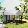 8' x 4' x 6' Outdoor Dog Kennel, Dog Kennel Outside Run with 360° Rotating Bowls, Waterproof & UV Resistant Cover, Silver