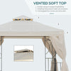 10' x 10' Patio Gazebo Outdoor, Canopy Shelter with Double-tier Roof, Pavilion Sidewalls for Garden Events, Cream White