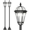 2 Piece LED Garden Lights Lamp Post Solar Powered Auto Switch Outdoor Lantern Patio Pathway Walkway Water-Resist 6 Hours Black