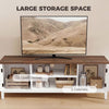 TV Stand for TVs up to 42 Inch, Entertainment Center with 2 Open Shelves, 2 Cabinets, Thick Top, White and Brown