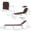 Outdoor Lounge Chair, Adjustable Folding Chaise Lounge,  Tanning Chair with Sun Shade for Beach, Camping, Hiking, Backyard, Brown