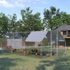 Chicken Run Outdoor, Galvanized Large Metal Chicken Coop Cage, Walk-in Enclosure Poultry Hen Run House Playpen Rabbit Hutch with Flat Roof, Cover, 9.2'x18.7'x6.5'