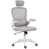 Ergonomic Mesh Office Chair, High Back Desk Chair with Rotatable Headrest, Flip-Up Armrests, Lumbar Support, Grey