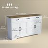 Sideboard Buffet Cabinet with Storage, Modern Coffee Bar Cabinet with 3 Drawers and Adjustable Shelves, Distressed