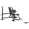 Soozier Weight Bench Stand with Squat Rack, Adjustable Olympic Bench, Multifunctional Arm Curl Pad, Leg Extension, Grey