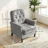 Accent Chair, Mid-Century Modern Armchair with Thick Padded Seat, Spring Cushion, Solid Wood Legs, Grey