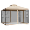 10x10ft Patio Gazebo, Outdoor Double Top Pavilion Canopy, Garden Event Party Tent Shelter, Yard Sun Shade Steel Frame w/ Mosquito Netting and Storage Tray