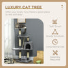 46Inch Scratching Cat Tree, Multi Level Cat Tower for Large Cats Adult with Toys and Condo, Grey