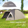 2 Person Camping Tent, Waterproof Family Dome Tent with Bedroom, Porch, Sewn-in Groundsheet and Hook, Khaki