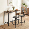 Bar Table Set Counter Height Barstools Set of 2 PU Cushioned Seats Rustic Brown