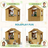 Qaba Outdoor Playhouse, Wooden Kids Playhouse with Door, 3 Windows, 2 Flower Boxes for Garden, Indoor Playroom, Ages 3–8, Brown