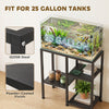 25 Gallon Fish Tank Stand, Metal Aquarium Stand with 3 Tier Storage Shelf, Adjustable Feet for Home Office, Black