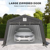 12' x 20' Portable Garage, Heavy Duty Carport Canopy with Ventilation Windows and Large Roll-up Door, Dark Grey