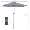 Patio Sun Umbrella, Outdoor Parasol with 6 Ribs, Blue Stripes