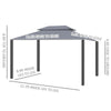 13' x 10' Patio Gazebo, Double Roof Outdoor Gazebo Canopy Shelter with Netting & Curtains, Strong Aluminum Frame