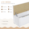 Qaba 4-Piece Set Kids Wood Table Chair Bench with Storage Function Easy to Clean Gift for Girls Boys Toddlers Age 3 Years up Natural and White
