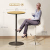 Round Table for 2, 40.2 Inch Bar Height Pub Table with Steel Frame, Non-Slip Base for Living Room, Kitchen, Natural Wood