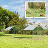 Large Metal Chicken Run with Waterproof & UV-Resistant Cover, Feeding Door, Hanging Feeder, Perch, for 24-30 Chickens